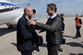 Ο Κυριάκος Μητσοτάκης με τον Σαρλ Μισέλ 