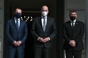 Ο Νίκος Δένδιας κατά την τριμερή συνάντηση Ελλάδας-Κύπρου-Αιγύπτου