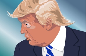 Εικονογράφηση που απεικονίζει τον Ντόναλντ Τραμπ