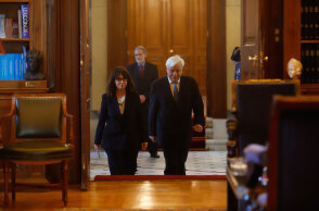Κατερίνα Σακελλαροπούλου και Προκόπης Παυλόπουλος στο Προεδρικό Μέγαρο