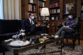 Ο Κυριάκος Μητσοτάκης και η Κατερίνα Σακελλαροπούλου