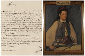 Επιστολή του Αδαμάντιου Κοραή προς τον Thomas Jefferson, 1823. Βιβλιοθήκη του Κογκρέσου, Ουάσιγκτον/ Προσωπογραφία του Σαμουήλ Γκρίντλεϋ Χάου του John Elliot. Εθνικό Ιστορικό Μουσεί