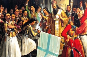 ΠΙΝΑΚΑΣ ΖΩΓΡΑΦΙΚΗΣ ΤΟΥ ΘΕΟΔΩΡΟΥ ΒΡΥΖΑΚΗ ΜΕ ΘΕΜΑ ΤΗΝ ΕΝΑΡΞΗ ΤΗΣ ΕΠΑΝΑΣΤΑΣΗΣ ΤΟΥ 1821