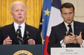 Ο Τζο Μπάιντεν και ο Εμανουέλ Μακρόν