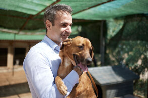 Ο Κυριάκος Μητσοτάκης πήγε στο καταφύγιο για αδέσποτα που διαχειρίζεται η Ζωοφιλική Ένωση Ηλιούπολης