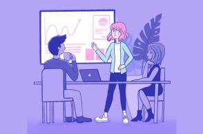 Εικονογράφηση επαγγελματικού μίτινγκ με γυναίκες και άνδρες