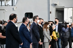 Xαιρετισμός Μητσοτάκη στην τελετή ένταξης δύο νέων περιπολικών σκαφών στον στόλο του Λιμενικού Σώματος