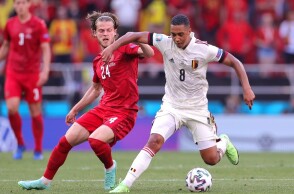 Στιγμιότυπο από τον αγώνα του Βελγίου με τη Δανία