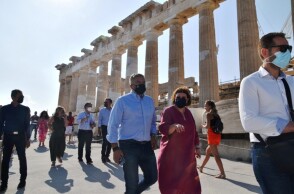 Το κτήριο του παλαιού Μουσείου Ακροπόλεως, η αποκατάσταση του οποίου πραγματοποιείται με χρηματοδότηση 3,5 εκ. ευρώ μέσω του ΠΕΠ Αττικής 2014-2020, επισκέφθηκαν η υπουργός Πολιτισμού και Αθλητισμού Λ. Μενδώνη και ο περιφερειάρχης Αττικής Γ. Πατούλης © ΑΠΕ