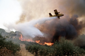 Φωτιά στην περιοχή Χελιδόνι στην Ηλεία - Δύσκολη μάχη των πυροσβεστών