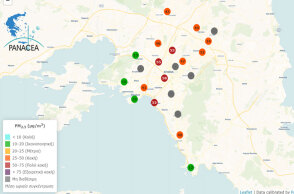 Πυρκαγιές στην Αττική: Χάρτης με τα αιωρούμενα μικροσωματίδια στην ατμόσφαιρα