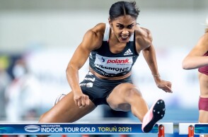 Η Αμερικανίδα Κριστίνα Κλέμονς στα 60 μετ' εμποδίων,Tόκιο 2021 © EPA/Tytus Zmijewski