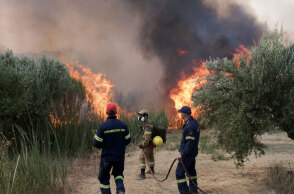 Πυροσβέστες σε δασική πυρκαγιά - Στην Εύβοια η νέα φωτιά που ξέσπασε, οδηγήσε σε προληπτική εκκένωση του οικισμού Μεσοχώρια