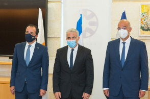 Οι υπουργοί Εξωτερικών του Ισραήλ, της Κύπρου και της Ελλάδας στη τριμερή συνάντηση