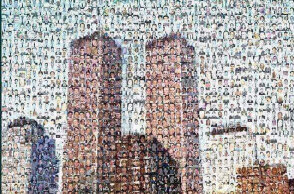 Πορτρέτο με τις φωτογραφίες των θυμάτων από τις τρομοκρατικές επιθέσεις της 11ης Σεπτεμβρίου στις ΗΠΑ