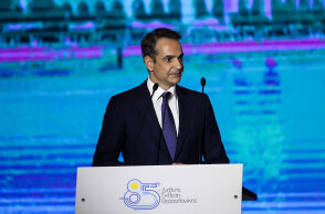 Ο πρωθυπουργός Κυριάκος Μητσοτάκης στην ομιλία του στην 85η ΔΕΘ