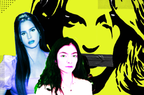 Εικονογράφηση που απεικονίζει τις τραγουδίστριες Lana Del Rey, Lorde και Britney Spears