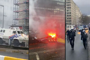 Φωτιές και βίαια επεισόδια στις Βρυξέλλες για τα μέτρα κατά του κορωνοϊού