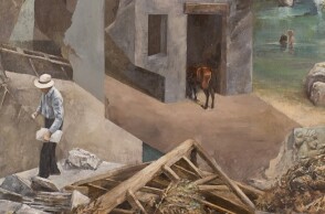 Λεπτομέρεια από τον πίνακαα του ζωγράφου Κώστα Πολυχρόνου με τίτλο Δασεία όψη. Από την έκθεση Αρμογές στην Gallery 7. 