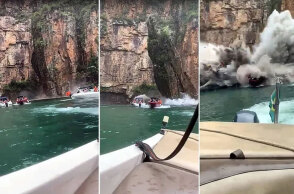 Βράχος έχει αποκολληθεί σε φαράγγι στη Βραζιλία και καταπλακώνει πλεούμενα