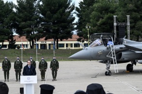 ΤΕΛΕΤΗ ΥΠΟΔΟΧΗΣ ΤΩΝ ΑΕΡΟΣΚΑΦΩΝ RAFALE ΣΤΗΝ 114 ΠΜ ΣΤΗΝ ΤΑΝΑΓΡΑ (ΜΙΧΑΛΗΣ ΚΑΡΑΓΙΑΝΝΗΣ/EUROKINISSI)