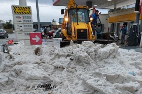 Χαλάζι στη Σαντορίνη