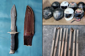 Μαχαίρι, κράνη και μεταλλικές βέργες σε σύνδεσμο φιλάθλων