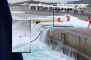 Τα κύματα στην Τήνο παρέσυραν τον καβοδέτη στο λιμάνι