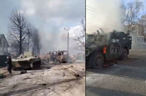 Πόλεμος στην Ουκρανία: Κατεστραμμένα ρωσικά άρματα μάχης και στρατιωτικά οχήματα