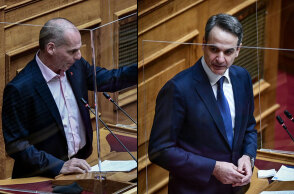 Γιάνης Βαρουφάκης και Κυριάκος Μητσοτάκης