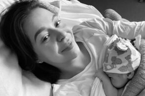 Η σύζυγος του Εβγέν Σάκχοφ με το μωρό που γέννησε σε καταφύγιο στο Κίεβο