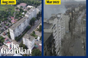 Η πόλη Borodyanka πριν και μετά τους βομβαρδισμούς από τη Ρωσία