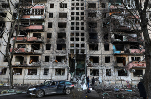 Πόλεμος στην Ουκρανία: Βομβαρδισμένο κτίριο