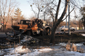 Κατεστραμμένο ρωσικό στρατιωτικό όχημα στην Ουκρανία