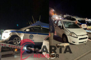 Οδηγός στη Μονεμβασιά έπεσε πάνω σε μηχανή και εμβόλισε περιπολικό