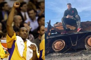 O Στάνισλαβ Μεντβεντένκο πάνω σε ένα τανκ