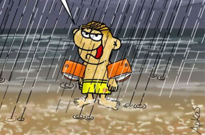 Το σκίτσο του Αρκά για την κακοκαιρία Genesis με πρωταγωνιστή τον Θανασάκη