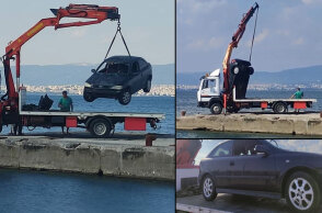 Θεσσαλονίκη - Αυτοκίνητο έπεσε στη θάλασσα - Εικόνες από την ανάσυρσή του