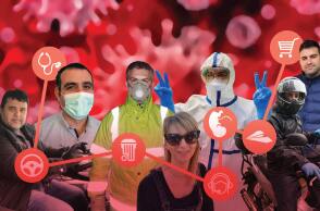 Εργαζόμενοι που δουλεύουν εν μέσω πανδημίας κορωνοϊού