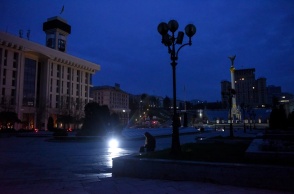 Κτήρια στο Κίεβο χωρίς φωτισμό