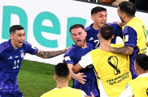 Πολωνία-Αργεντινή 0-2: Πανηγυρισμοί των παικτών της «αλμπισελέστε»