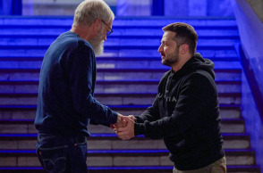 Ο Ντέιβιντ Λέτερμαν και ο Βολόντιμιρ Ζελένσκι.