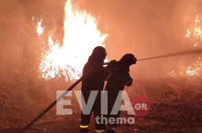 Πυροσβέστες επιχειρούν για την κατάσβεση φωτιάς