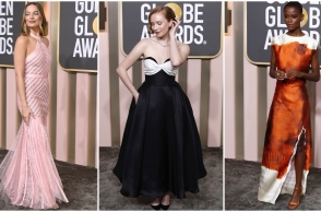 Από αριστέρα: Margot Robbie, Hannah Einbinger και Letitia Wright.  