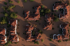 Πλημμυρισμένες εκτάσεις στη Γιάννουλη της Λάρισας,