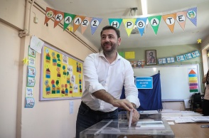 Ο Νίκος Ανδρουλάκης στις κάλπες των Αυτοδιοικητικών Εκλογών 2023