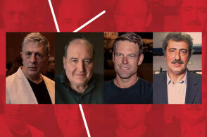 Τα πρόσωπα που πρωταγωνιστούν σήμερα στις ειδήσεις για τον ΣΥΡΙΖΑ: Στέλιος Κούλογλου, Νίκος Φίλης, Στέφανος Κασσελάκης, Παύλος Πολάκης