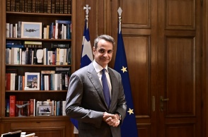 Ο πρωθυπουργός Κυριάκος Μητσοτάκης στο Μέγαρο Μαξίμου