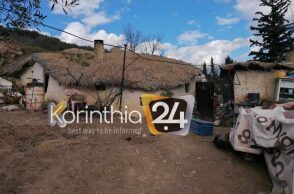 Το σπίτι από άχυρο και λάσπη στο οποίο διαμένει η οικογένεια παλαιοχριστιανών στην Κορινθία