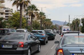 Μποτιλιάρισμα σε κεντρικό δρόμο της Αθήνας